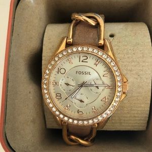 Fossil leather band watch!